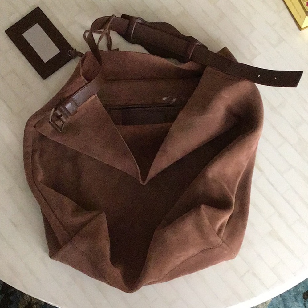 Balenciaga brown suede/leather hobo bag